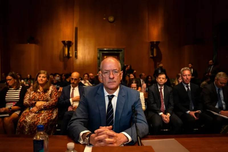 WASHINGTON, DC - MAY 1: UnitedHealth CEO Andrew Witty testifies before the Senate Finance Committee on Capitol Hill on May 1, 2024 in Washington, DC. In February hackers stole health and personal data of what UnitedHealth says is "potentially a substantial proportion" of patient information from its systems. (Photo by Kent Nishimura/Getty Images)