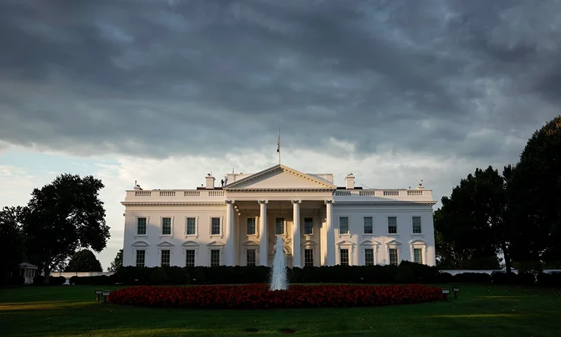 WASHINGTON, DC - JULY 18: Early morning light is seen on the White House on July 18, 2024 in Washington, DC. President Joe Biden tested positive for Covid-19 while traveling in Las Vegas for a series of events. He is quarantining in Delaware, according to the White House. (Photo by Kevin Dietsch/Getty Images)