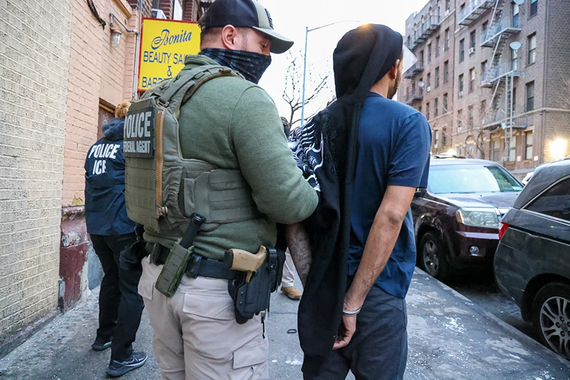 NEW YORK CITY - JANUARY 28: In this handout photo provided by U.S. Immigration and Customs Enforcement, the New York City Fugitive Operations Team conducted targeted enforcement operations resulting in the arrest of an illegal Dominican national on January 28, 2025 in New York City. (Photo by U.S. Immigration and Customs Enforcement via Getty Images)