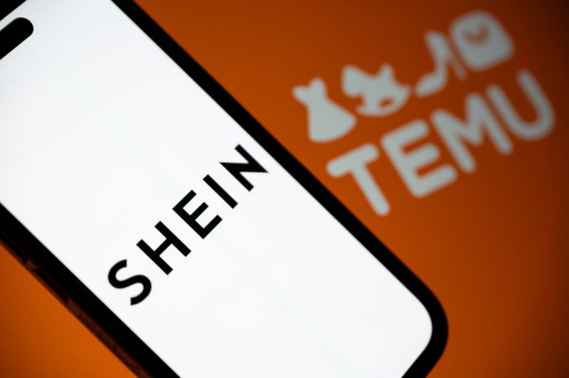 LONDON, ENGLAND - FEBRUARY 20: In this photo illustration, the Shein and Temu logo are displayed on screens on February 20, 2025 in London, England. U.S. President Donald Trump's trade tariffs have affected two of the biggest Chinese-owned ecommerce platforms in the U.S. as Shein and Temu have had to withdraw some products from sale and raise prices. Shein has seen daily sales fall by up to 41% and considered cutting its valuation for a London IPO by nearly 25%. (Photo Illustration by Ben Montgomery/Getty Images)