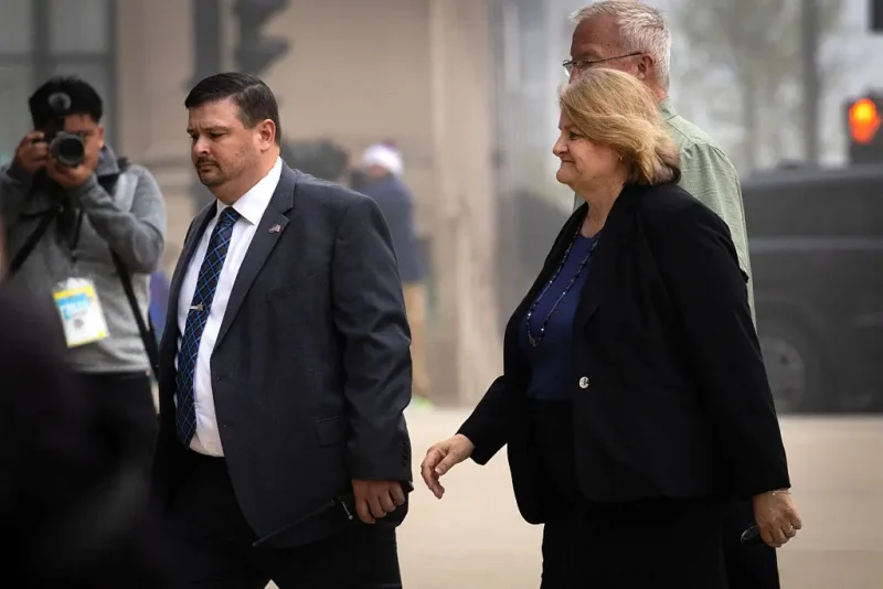 MILWAUKEE, WISCONSIN - MAY 15: Milwaukee County Circuit Judge Hannah Dugan walks into the Milwaukee Federal Courthouse on May 15, 2025 in Milwaukee, Wisconsin. Judge Dugan has been charged with trying to help Eduardo Flores-Ruiz, an undocumented immigrant, elude federal arrest while he was making an appearance in her courtroom on April 18. (Photo by Scott Olson/Getty Images)