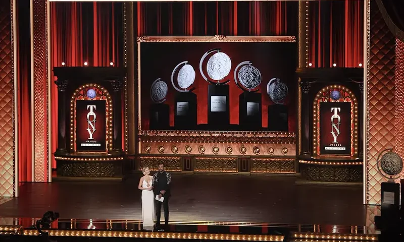 Julianne Hough stands on stage during the 77th Annual Tony Awards pre show in New York City, U.S., June 16, 2024. REUTERS/Brendan Mcdermid