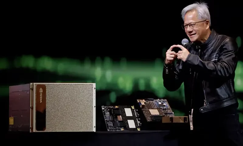 Nvidia's CEO, Jensen Huang, answers questions from members of the media at a press event in Taipei, Taiwan May 21, 2025. REUTERS/Ann Wang/File Photo