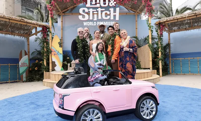 Chris Sanders, Billy Magnussen, Zach Galifianakis, Maia Kealoha, Sydney Agudong, Courtney B. Vance, Kaipo Dudoit, Amy Hill and Stitch attend a premiere for the film "Lilo & Stitch" in Los Angeles, California, U.S. May 17, 2025. REUTERS/Mario Anzuoni/File Photo