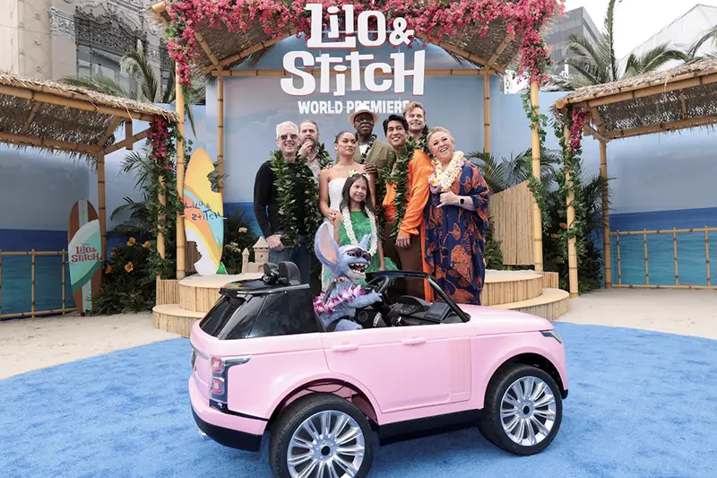 Chris Sanders, Billy Magnussen, Zach Galifianakis, Maia Kealoha, Sydney Agudong, Courtney B. Vance, Kaipo Dudoit, Amy Hill and Stitch attend a premiere for the film "Lilo & Stitch" in Los Angeles, California, U.S. May 17, 2025. REUTERS/Mario Anzuoni/File Photo