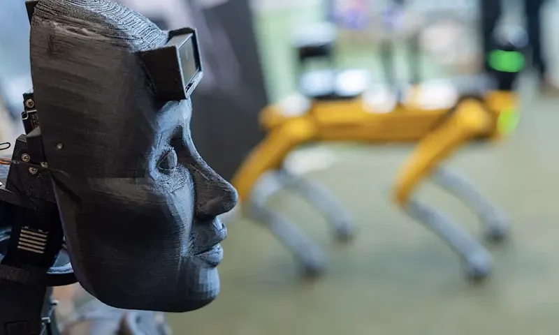 A 3D printed human face by Robot Studio is seen next to a Leica BLK ARC, an autonomous laser scanning module mounted on a Boston Dynamics Spot robot during the AI for Good Global summit on artificial intelligence, organised by the International Telecommunication Union (ITU), in Geneva, Switzerland, May 30, 2024. REUTERS/Denis Balibouse/File Photo
