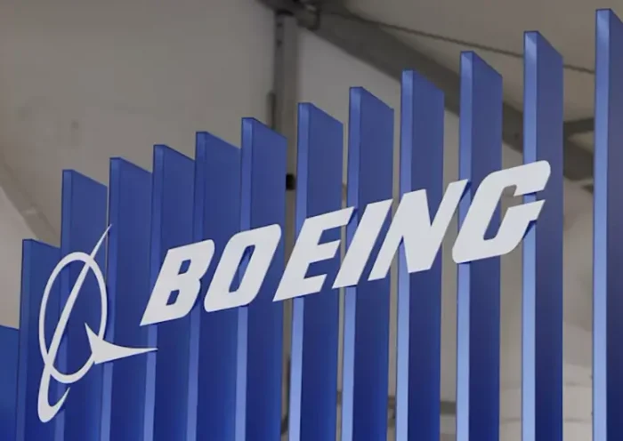 The logo of Boeing company is displayed at the Australian International Airshow in Avalon, Australia March 26, 2025. REUTERS/Hollie Adams/File photo