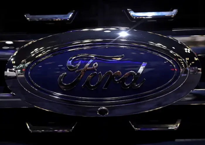 A Ford automobile logo is seen during the New York International Auto Show Press Preview in New York City, U.S., April 16, 2025. REUTERS/Shannon Stapleton/File Photo
