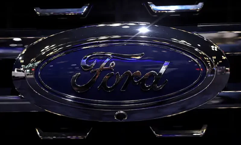 A Ford automobile logo is seen during the New York International Auto Show Press Preview in New York City, U.S., April 16, 2025. REUTERS/Shannon Stapleton/File Photo