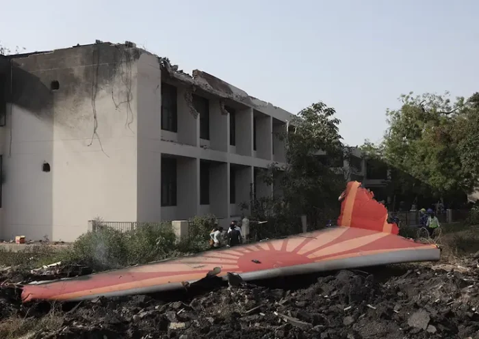 Wreckage of a Boeing 787 Dreamliner lies at the site where the Air India plane crashed in Ahmedabad, India, June 12, 2025. REUTERS/Amit Dave
