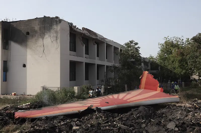 Wreckage of a Boeing 787 Dreamliner lies at the site where the Air India plane crashed in Ahmedabad, India, June 12, 2025. REUTERS/Amit Dave