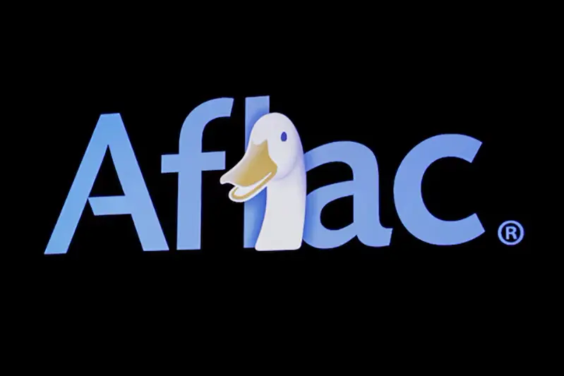The company logo for Aflac is displayed on a screen on the floor at the New York Stock Exchange (NYSE) in New York, U.S., October 3, 2019. REUTERS/Brendan McDermid