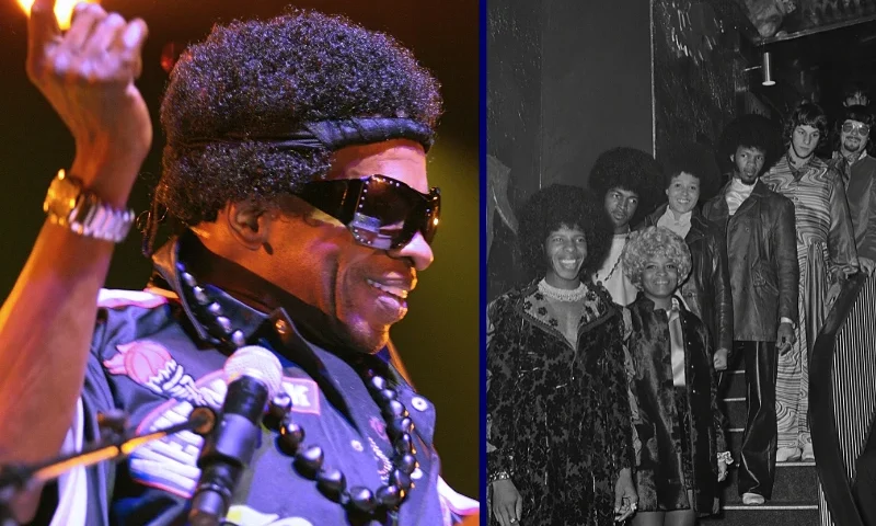 (L) Paris, FRANCE: US funk, soul and rock band "Sly (picture) and the Family Stone" perform on the Olympia music hall stage, 23 July 2007 in Paris. They are on an 2007 min-world tour which includes Italy, Switzerland, France, the UK, Spain, etc... AFP PHOTO FRANCOIS GUILLOT (Photo credit should read FRANCOIS GUILLOT/AFP via Getty Images) / (R) American band Sly and the Family Stone at Hatchetts Club in Piccadilly, London, 11th September 1968. From left to right, they are Sly Stone, Rose Stone, Larry Graham, Cynthia Robinson, Freddie Stone, Greg Errico and Jerry Martini. (Photo by Central Press/Hulton Archive/Getty Images)