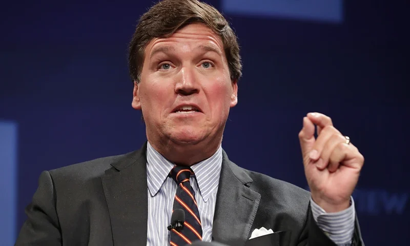 Fox News host Tucker Carlson discusses 'Populism and the Right' during the National Review Institute's Ideas Summit at the Mandarin Oriental Hotel March 29, 2019 in Washington, DC. Carlson talked about a large variety of topics including dropping testosterone levels, increasing rates of suicide, unemployment, drug addiction and social hierarchy at the summit, which had the theme 'The Case for the American Experiment.' (Photo by Chip Somodevilla/Getty Images)