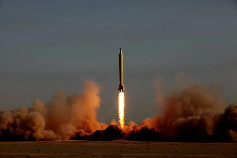 TOPSHOT - === EDITOR NOTE: AFP IS USING PICTURES FROM ALTERNATIVE SOURCES AS IT WAS NOT AUTHORISED TO COVER THIS EVENT, THEREFORE IT IS NOT RESPONSIBLE FOR ANY DIGITAL ALTERATIONS TO THE PICTURE'S EDITORIAL CONTENT, DATE AND LOCATION WHICH CANNOT BE INDEPENDENTLY VERIFIED === Ballistic missile Ghadr, the modified version of Shahab 3, is launched during the second day of military exercises, codenamed Great Prophet-6, for Iran's elite Revolutionary Guards at an undisclosed location on June 28, 2011. AFP PHOTO/MEHR NEWS/RAOUF MOHSENI (Photo by RAOUF MOHSENI / MEHR NEWS / AFP) (Photo by RAOUF MOHSENI/MEHR NEWS/AFP via Getty Images)