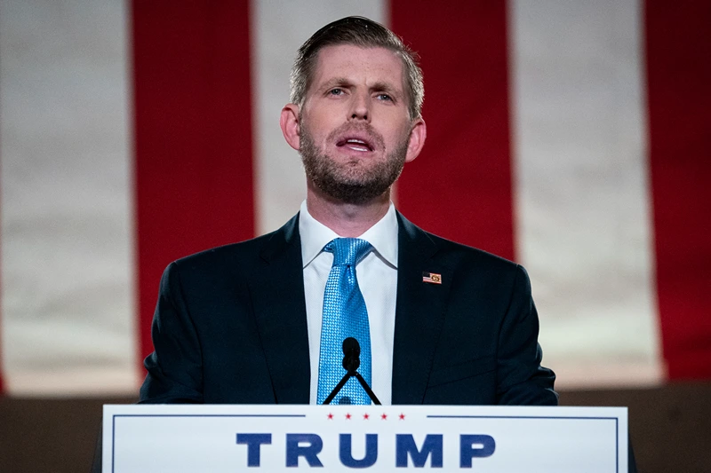 Eric Trump, son of U.S. President Donald Trump, pre-records his address to the Republican National Convention at the Mellon Auditorium on August 25, 2020 in Washington, DC. The coronavirus pandemic has forced the Republican Party to move away from an in-person convention to a televised format, similar to the Democratic Party's convention a week earlier. (Photo by Drew Angerer/Getty Images)