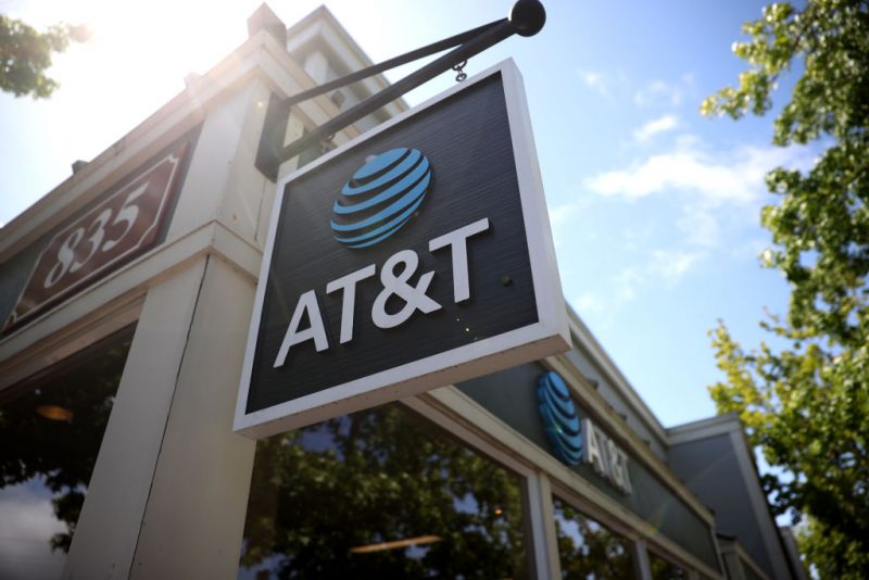 SAN RAFAEL, CALIFORNIA - MAY 17: A sign is posted in front of an AT&T retails store on May 17, 2021 in San Rafael, California. AT&T, the world’s largest telecommunications company, announced a deal with Discovery, Inc. which will spin off AT&T's WarnerMedia and be combined with Discovery to create a new standalone media company. (Photo by Justin Sullivan/Getty Images)