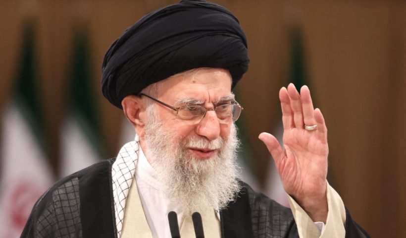 Iran's supreme leader Ayatollah Ali Khamenei speaks after casting his ballot during the runoff presidential election in Tehran on July 5, 2024. Polls opened on July 5 for Iran's runoff presidential election, the interior ministry said, pitting reformist candidate Masoud Pezeshkian against ultraconservative Saeed Jalili in the race to succeed Ebrahim Raisi, who died in a May helicopter crash. (Photo by ATTA KENARE / AFP) (Photo by ATTA KENARE/AFP via Getty Images)