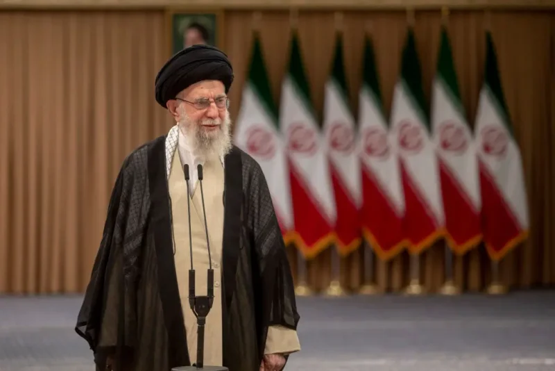 TEHRAN, IRAN - JULY 5: Iranian Supreme Leader Ayatollah Ali Khamenei speaks after casting his vote for the presidential runoff election on July 5, 2024 in Tehran, Iran. The second round of Iran's presidential elections was held while no candidate won the majority of votes in the first round of elections last month. In the second round, Saeed Jalili, who is known as a radical candidate, faced Masoud Pezeshkian, a reformist candidate. (Photo by Majid Saeedi/Getty Images)