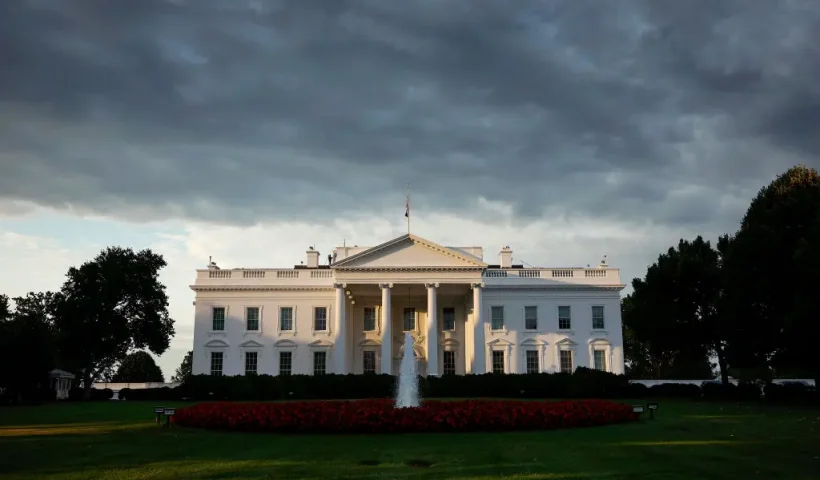 WASHINGTON, DC - JULY 18: Early morning light is seen on the White House on July 18, 2024 in Washington, DC. President Joe Biden tested positive for Covid-19 while traveling in Las Vegas for a series of events. He is quarantining in Delaware, according to the White House. (Photo by Kevin Dietsch/Getty Images)