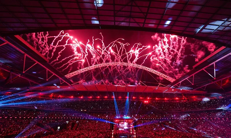 General view inside the stadium prior to the IBF World Heavyweight Title fight between Daniel Dubois and Anthony Joshua, on the Riyadh Season - Wembley Edition card at Wembley Stadium on September 21, 2024 in London, England. (Photo by Richard Pelham/Getty Images)
