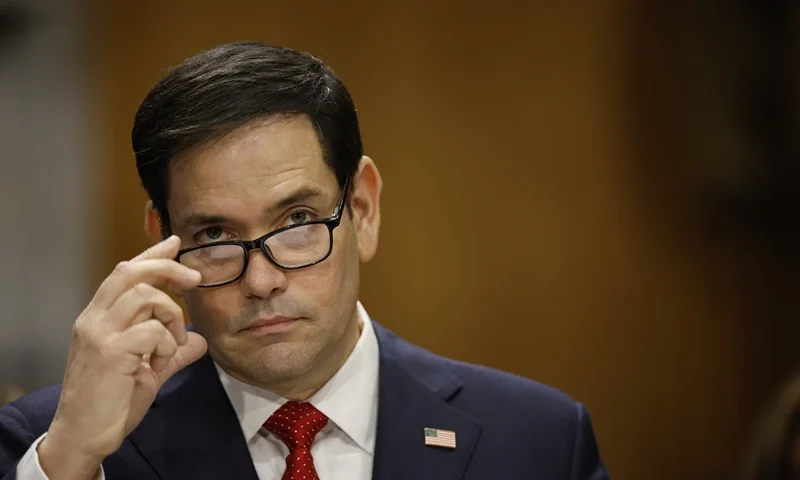 WASHINGTON, DC - JANUARY 15: U.S. President-elect Donald Trump’s nominee for Secretary of State, Sen. Marco Rubio (R-FL) testifies during his Senate Foreign Relations confirmation hearing at Dirksen Senate Office Building on January 15, 2025 in Washington, DC. Rubio, a three-term Senator and a member of the Foreign Relations Committee, has broad bipartisan support from his Senate colleagues but is expected to face questions over Trump’s plans for Greenland, U.S. relations with Russia and the safe return of Hamas-held hostages. (Photo by Kevin Dietsch/Getty Images)