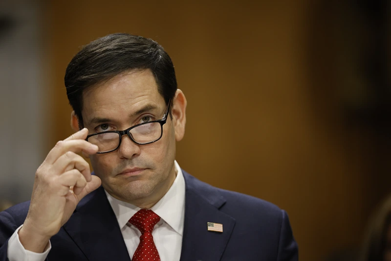 WASHINGTON, DC - JANUARY 15: U.S. President-elect Donald Trump’s nominee for Secretary of State, Sen. Marco Rubio (R-FL) testifies during his Senate Foreign Relations confirmation hearing at Dirksen Senate Office Building on January 15, 2025 in Washington, DC. Rubio, a three-term Senator and a member of the Foreign Relations Committee, has broad bipartisan support from his Senate colleagues but is expected to face questions over Trump’s plans for Greenland, U.S. relations with Russia and the safe return of Hamas-held hostages. (Photo by Kevin Dietsch/Getty Images)