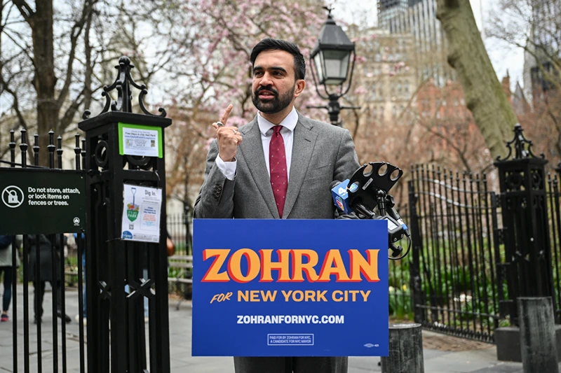 New York City mayoral candidate and Democratic State Representative Zohran Mamdani campaigns in New York City on April 16, 2025. Voters will head to the polls on June 24, 2025, to vote in the Democratic primary in the New York City mayoral election. (Photo by ANGELA WEISS / AFP) (Photo by ANGELA WEISS/AFP via Getty Images)