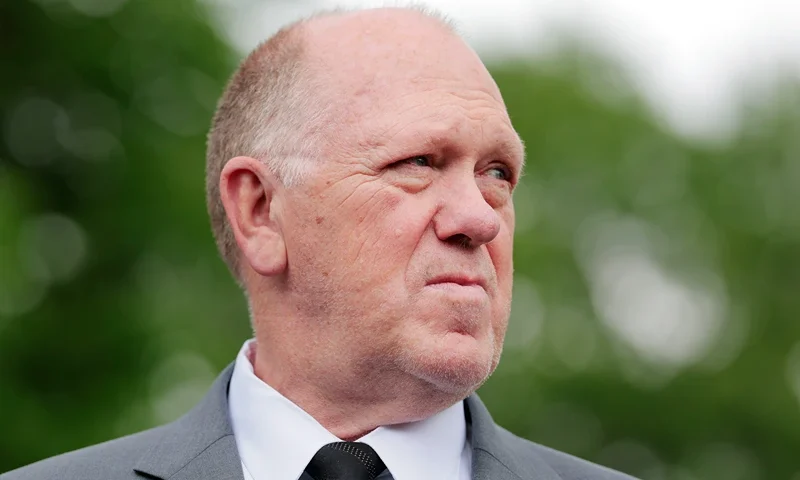 WASHINGTON, DC - MAY 05: White House border czar Tom Homan speaks to reporters outside the White House on May 05, 2025 in Washington, DC. Homan spoke to reporters on a range of topics including U.S. President Donald Trump's recent comments regarding the reopening of Alcatraz. (Photo by Anna Moneymaker/Getty Images)