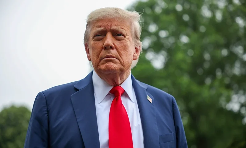 WASHINGTON, DC - JUNE 15: U.S. President Donald Trump stops and talks to the media before he boards Marine One on the South Lawn at the White House on June 15, 2025 in Washington, DC. The President will attend the annual meeting of the Group of 7 nations, Britain, Canada, France, Germany, Italy, Japan and the United States are taking place in the Canadian Rocky Mountains in Alberta, and will run until late Tuesday. (Photo by Tasos Katopodis/Getty Images)