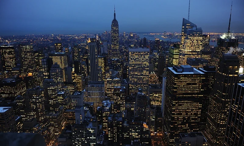 NEW YORK - MARCH 02: The city skyline is shown during the TIVO launch at Top of the Rock on March 2, 2010 in New York City. (Photo by Theo Wargo/Getty Images for TIVO)