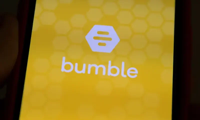 The Bumble Inc. (BMBL) app is shown on an Apple iPhone in this photo illustration as the dating app operator made its debut IPO on the Nasdaq stock exchange February 11, 2021. REUTERS/Mike Blake/Illustration