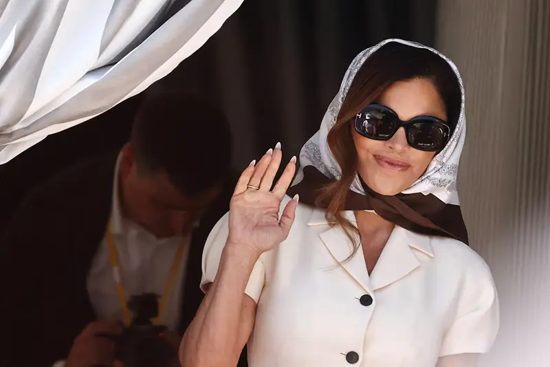 Lauren Sanchez leaves Aman Venice hotel, on the second day of the wedding festivities of Amazon founder Jeff Bezos and journalist Lauren Sanchez, in Venice, Italy, June 27, 2025. REUTERS/Yara Nardi