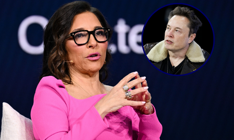 (Background) Linda Yaccarino, CEO of X Corp., formerly Twitter, speaks with Catherine Herridge during a keynote at the Consumer Electronics Show (CES) in Las Vegas, Nevada, on January 7, 2025. Gadgets, robots and vehicles imbued with artificial intelligence will once again vie for attention at the Consumer Electronics Show, as vendors behind the scenes will seek ways to deal with tariffs threatened by US President-elect Donald Trump. The annual Consumer Electronics Show (CES) opens formally in Las Vegas on January 7, 2025, but preceding days are packed with product announcements. (Photo by Patrick T. Fallon / AFP) (Photo by PATRICK T. FALLON/AFP via Getty Images) / (R) NEW YORK, NEW YORK - NOVEMBER 29: C.E.O. of Tesla, Chief Engineer of SpaceX and C.T.O. of X Elon Musk speaks during the New York Times annual DealBook summit on November 29, 2023 in New York City. Andrew Ross Sorkin returns for the NYT summit for a day of interviews with Vice President Kamala Harris, President of Taiwan Tsai Ing-Wen, C.E.O. of Tesla, Chief Engineer of SpaceX and C.T.O. of X Elon Musk, former Speaker of the U.S. House of Representatives Rep. Kevin McCarthy (R-CA) and leaders in business, politics and culture. (Photo by Michael M. Santiago/Getty Images)