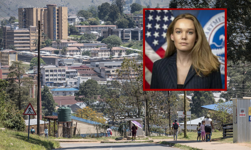 A general view of the city in Mbabane, on September 30, 2023. (Photo by MARCO LONGARI / AFP) (Photo by MARCO LONGARI/AFP via Getty Images) / (R) DHS Assistant Secretary Tricia McLaughlin. (Photo via: dhs.gov/person/tricia-mclaughlin)