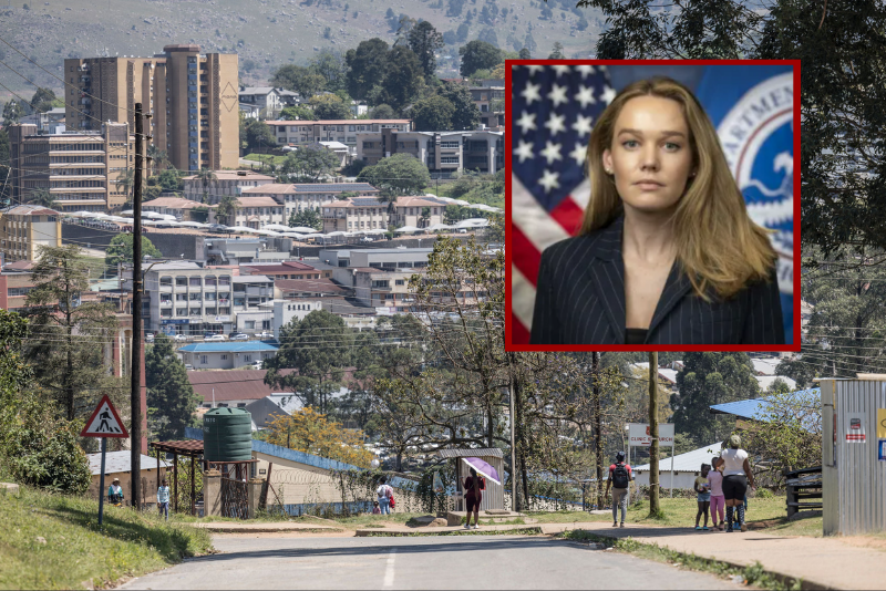 A general view of the city in Mbabane, on September 30, 2023. (Photo by MARCO LONGARI / AFP) (Photo by MARCO LONGARI/AFP via Getty Images) / (R) DHS Assistant Secretary Tricia McLaughlin. (Photo via: dhs.gov/person/tricia-mclaughlin)