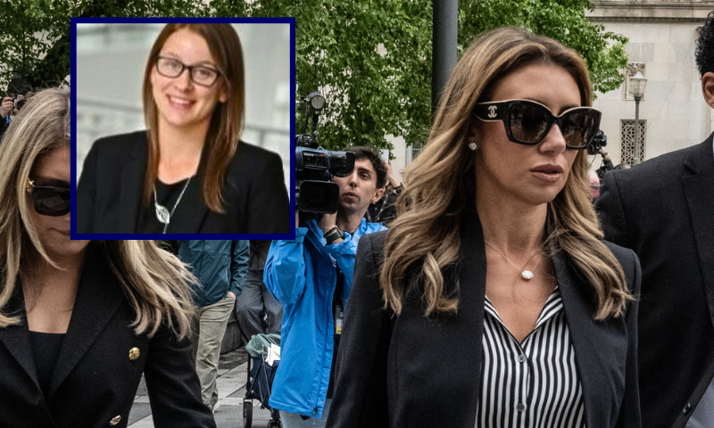 (Background) NEWARK, NEW JERSEY - MAY 15: Alina Habba, Acting U.S. Attorney for the District of New Jersey, arrives at the courthouse where Mayor of Newark, Ras Baraka's hearing will be held on May 15, 2025 in Newark, New Jersey. Baraka appeared in federal court for a status conference on the Trump administration's charge that he trespassed last week at Delaney Hall, an immigration detention center in Newark. (Photo by Stephanie Keith/Getty Images) / (L) Desiree Grace. (Photo: https://www.linkedin.com/in/desiree-grace-78288115/)