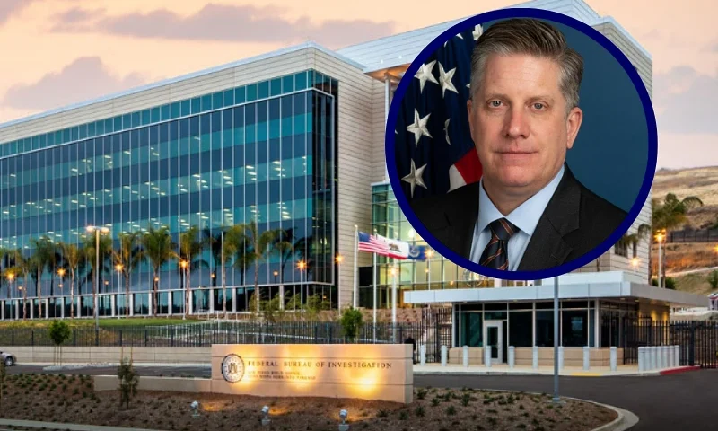 (Background) San Diego FBI Field Office (Photo via: HGA) / (R) Special Agent in Charge Mark Dargis (Photo via: LinkedIn public profile)