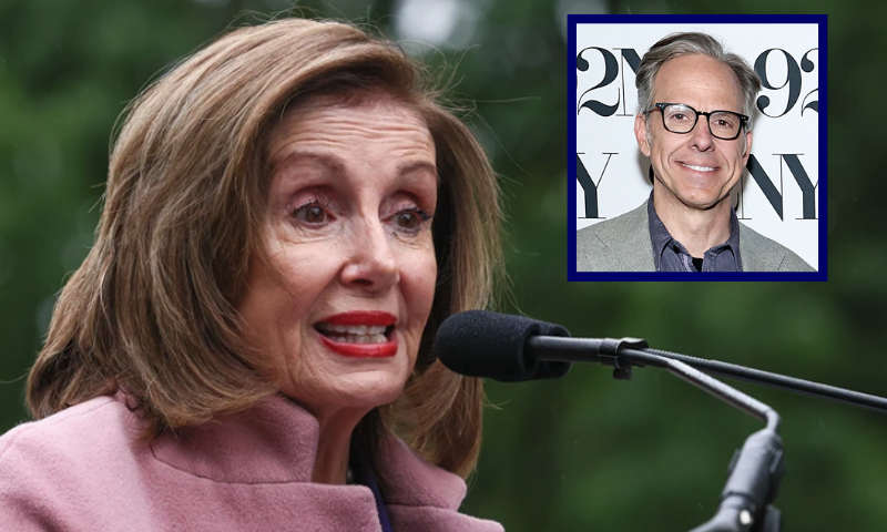 (Background) WASHINGTON, DC - MAY 21: Rep. Nancy Pelosi (D-CA) speaks during a rally opposing House Republicans Tax Proposal prior to the final House Vote on Capitol Hill on May 21, 2025 in Washington, DC. (Photo by Jemal Countess/Getty Images for Families Over Billionaires) / (R) NEW YORK, NEW YORK - MAY 27: Jake Tapper, David Remnick and Alex Thompson attend the Jake Tapper And Alex Thompson In Conversation With David Remnick: Original Sin - President Biden's 2024 Campaign at 92NY on May 27, 2025 in New York City. (Photo by Jamie McCarthy/Getty Images)