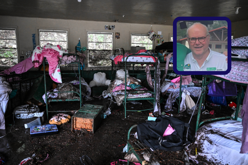 A view inside of a cabin at Camp Mystic, the site of where at least 20 girls went missing after flash flooding in Hunt, Texas, on July 5, 2025. Rescuers were on Saturday searching for more than 20 girls missing from a riverside summer camp in the US state of Texas, after torrential rains caused devastating flooding that killed at least 27 people -- with more rain on the way. "So far, we've evacuated over 850 uninjured people, eight injured people and have recovered 27 deceased fatalities at this time. Of these 27, 18 are adults, nine are children," said Kerr Country Sheriff Larry Leitha on July 5. (Photo by RONALDO SCHEMIDT / AFP) (Photo by RONALDO SCHEMIDT/AFP via Getty Images)