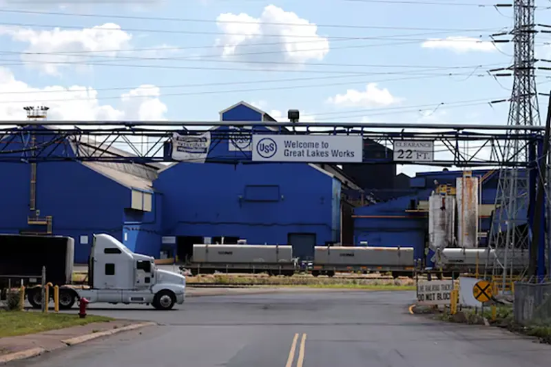 An entrance to the U.S. Steel Great Lakes Works plant is seen in Ecorse, Michigan, U.S., September 24, 2019. Picture taken September 24, 2019. REUTERS/Rebecca Cook/File photo