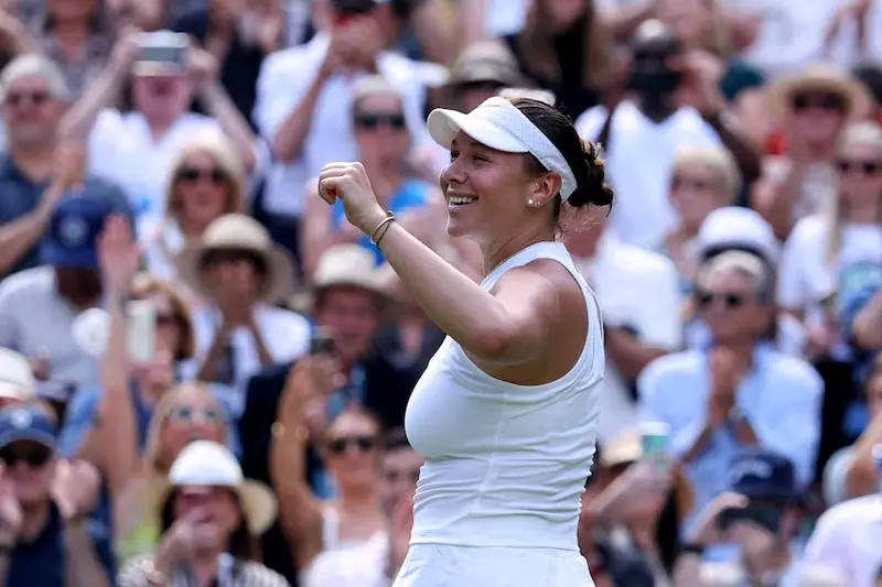 Amanda Anisimova of the U.S. celebrates winning her semi final match against Belarus' Aryna Sabalenka REUTERS/Toby Melville