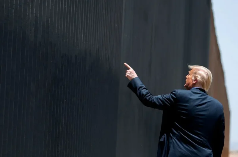 TOPSHOT - US President Donald Trump participates in a ceremony commemorating the 200th mile of border wall at the international border with Mexico in San Luis, Arizona, June 23, 2020. (Photo by SAUL LOEB / AFP) (Photo by SAUL LOEB/AFP via Getty Images)