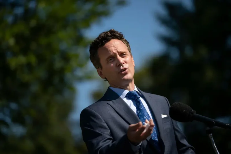 WASHINGTON, DC - AUGUST 05: Joseph Lavorgna, Chief Economist of the National Economic Council (NEC), speaks to reporters outside of the West Wing of the White House on August 5, 2020 in Washington, DC. (Photo by Drew Angerer/Getty Images)