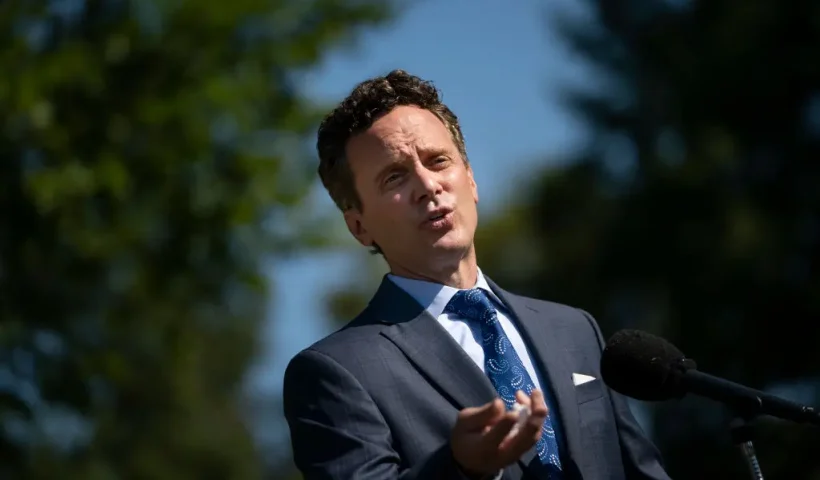 WASHINGTON, DC - AUGUST 05: Joseph Lavorgna, Chief Economist of the National Economic Council (NEC), speaks to reporters outside of the West Wing of the White House on August 5, 2020 in Washington, DC. (Photo by Drew Angerer/Getty Images)