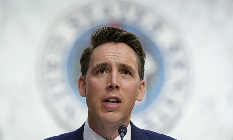 WASHINGTON, DC – OCTOBER 12: U.S. Sen. Joshua Hawley (R-MO) speaks during a confirmation hearing for Supreme Court nominee Amy Coney Barrett before the Senate Judiciary Committee on Capitol Hill on October 12, 2020 in Washington, DC. Barrett was nominated by President Donald Trump to fill the vacancy left by Justice Ruth Bader Ginsburg who passed away in September. (Photo by Susan Walsh - Pool/Getty Images)