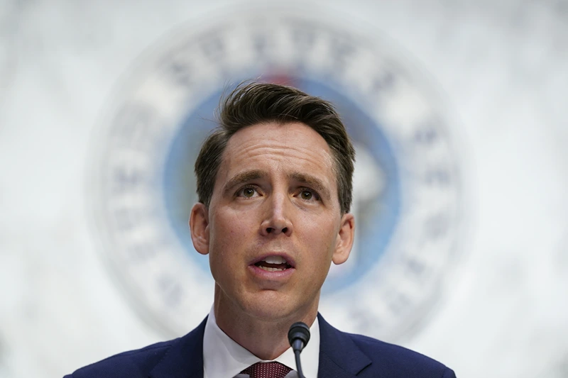 WASHINGTON, DC – OCTOBER 12: U.S. Sen. Joshua Hawley (R-MO) speaks during a confirmation hearing for Supreme Court nominee Amy Coney Barrett before the Senate Judiciary Committee on Capitol Hill on October 12, 2020 in Washington, DC. Barrett was nominated by President Donald Trump to fill the vacancy left by Justice Ruth Bader Ginsburg who passed away in September. (Photo by Susan Walsh - Pool/Getty Images)