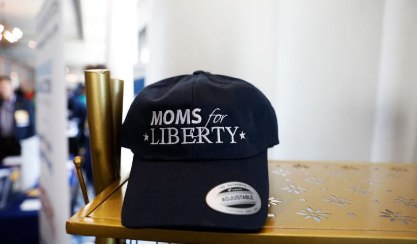 TAMPA, FL - JULY 15: A Moms for Liberty hat is seen in the hallway during the inaugural Moms For Liberty Summit at the Tampa Marriott Water Street on July 15, 2022 in Tampa, Florida. (Photo by Octavio Jones/Getty Images)