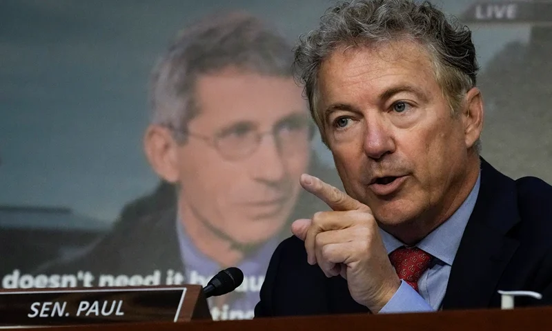 WASHINGTON, DC - SEPTEMBER 14: Sen. Rand Paul (R-KY) questions Dr. Anthony Fauci, director of the National Institutes of Allergy and Infectious Diseases, during a Senate Committee on Health, Education, Labor and Pensions hearing about the federal response to monkeypox, on Capitol Hill September 14, 2022 in Washington, DC. The U.S. is working to contain the largest monkeypox outbreak in the world, with more than 22,600 cases across all 50 states. (Photo by Drew Angerer/Getty Images)