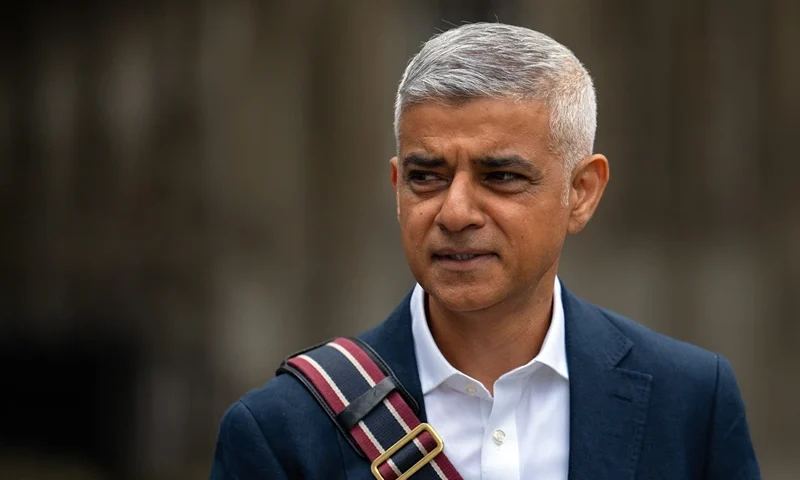 LONDON, ENGLAND - AUGUST 29: London Mayor Sadiq Khan leaves Millbank Studios after conducting media interviews on August 29, 2023 in London, England. August 29 is the first day of the London-wide Ultra Low Emission Zone (ULEZ) expansion to all of Greater London, a policy designed to reduce air pollution by imposing charges on drivers of older, more polluting vehicles. The new rules have sparked political backlash in some parts of London and neighbouring counties. (Photo by Carl Court/Getty Images)